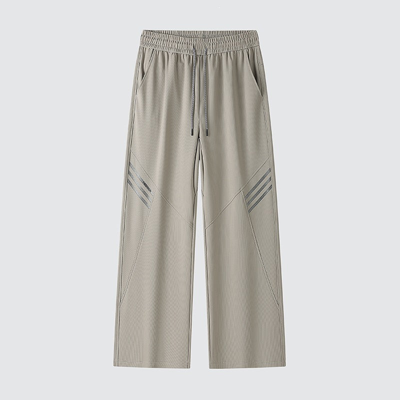 Men's Wide Relaxed Leisure Pants with Drawstring & Distinctive Seams Mune Fashion