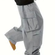 Men's Baggy Cargo Pants in Oversized Utility Style with Elastic Waistband & Multiple Pockets Mune Fashion