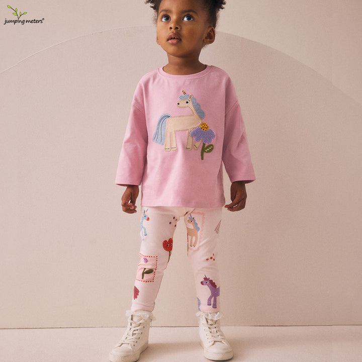 Girls leggings with colorful unicorn and flower pattern Mune Fashion