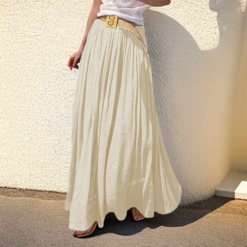 Ladies' airy pleated maxi skirt with elastic waistband and flowing summer fall Mune Fashion
