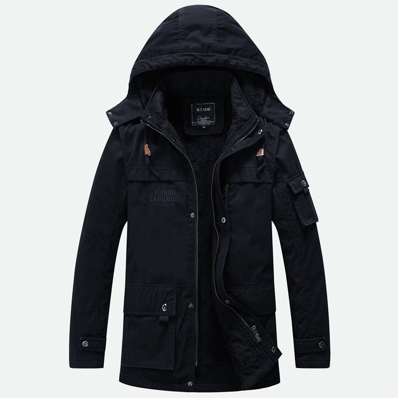 Men's Canvas Military Parka with Teddy Lining, Hood, and Multifunctional Pockets Mune Fashion