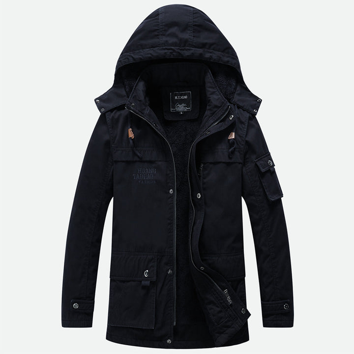 Men's Canvas Military Parka with Teddy Lining, Hood, and Multifunctional Pockets Mune Fashion