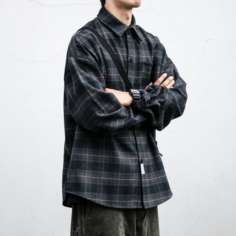 Men's Checked Overshirt-Jacket in Boxy-Relaxed Cut Mune Fashion
