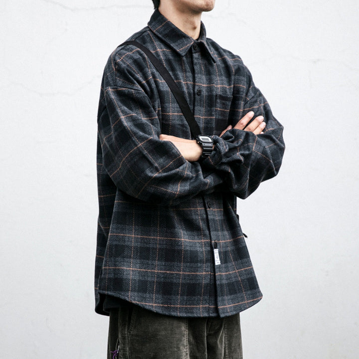 Men's Checked Overshirt-Jacket in Boxy-Relaxed Cut Mune Fashion