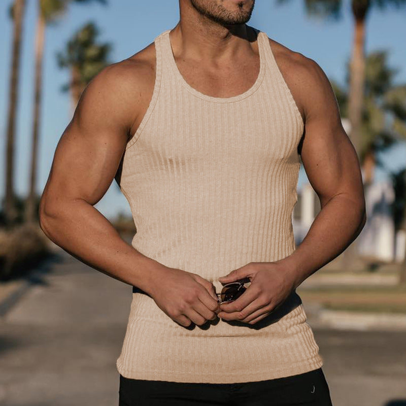 Men's ribbed muscle shirt with U-neck and stretchy cotton blend Mune Fashion