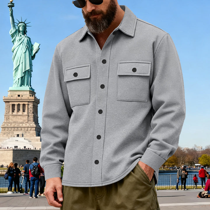 Men's casual shirt jacket made of cotton blend with applied chest pockets Mune Fashion