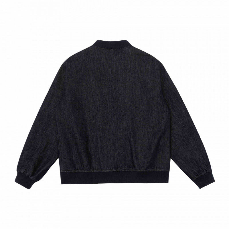 Unisex Oversize-Denim-Bomber Jacket with Ribbed Cuffs and Snap Button Placket Mune Fashion