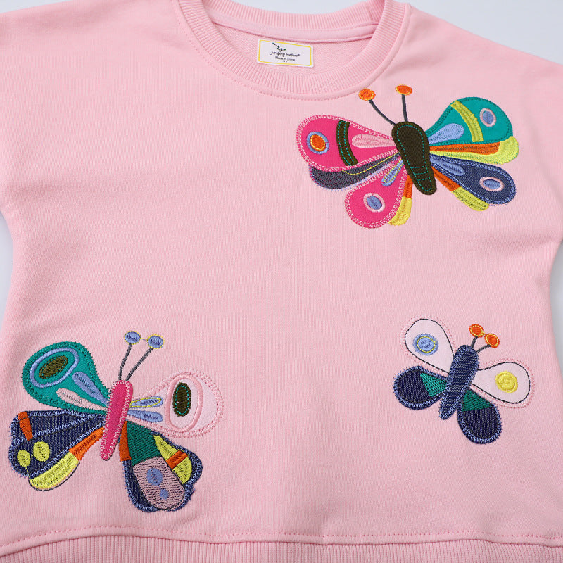 Girl sweatshirt with colorful butterfly embroidery Mune Fashion