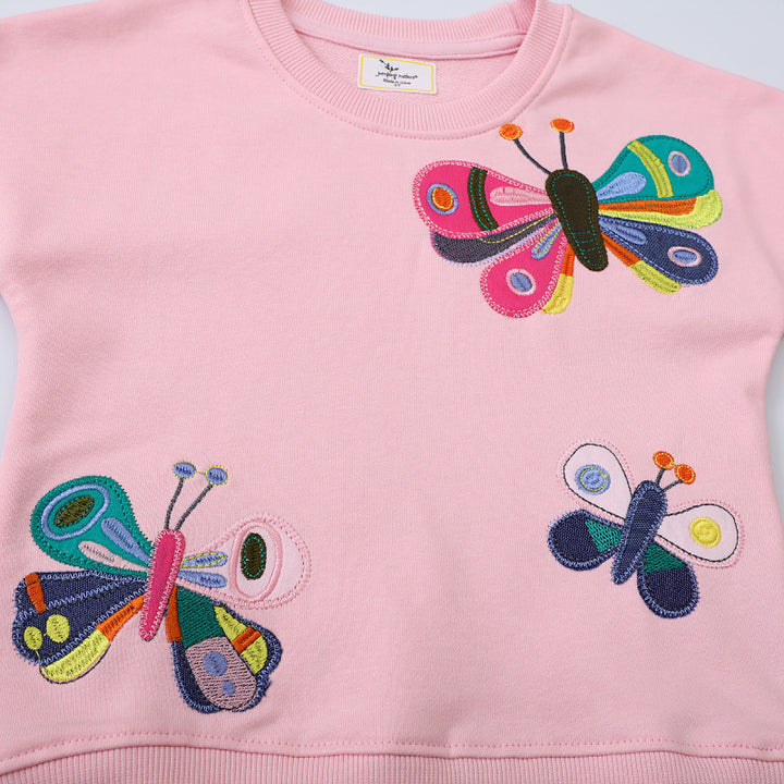 Girl sweatshirt with colorful butterfly embroidery Mune Fashion