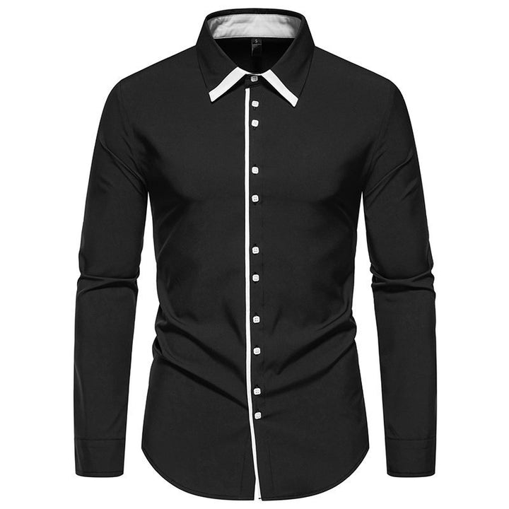 Men's Tailored Business Shirt with Contrast Piping and Kent Collar Mune Fashion