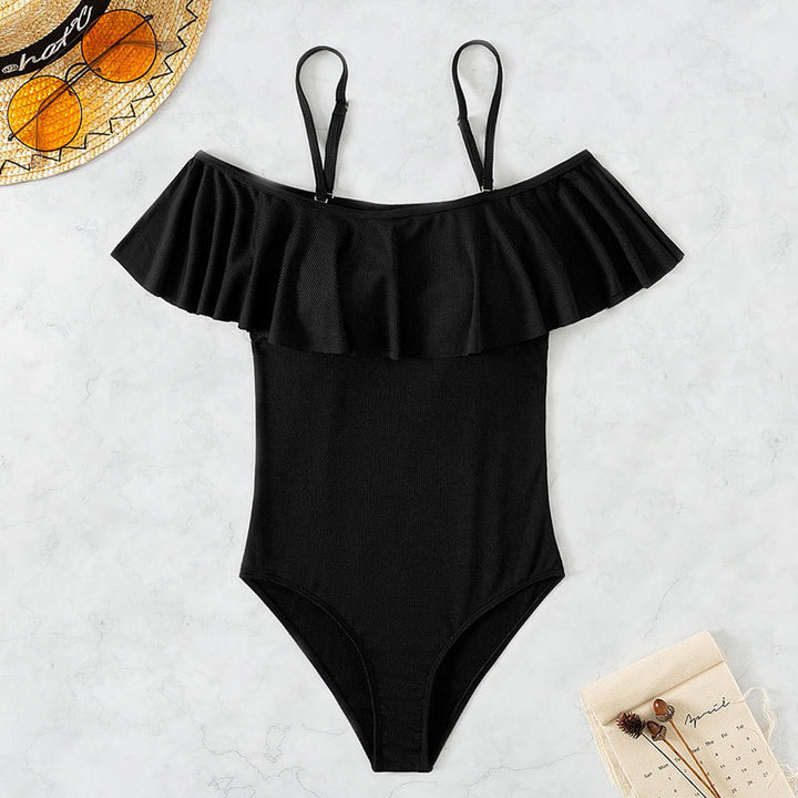 Women One-Piece Swimsuit with Voluminous Ruffle Design Mune Fashion