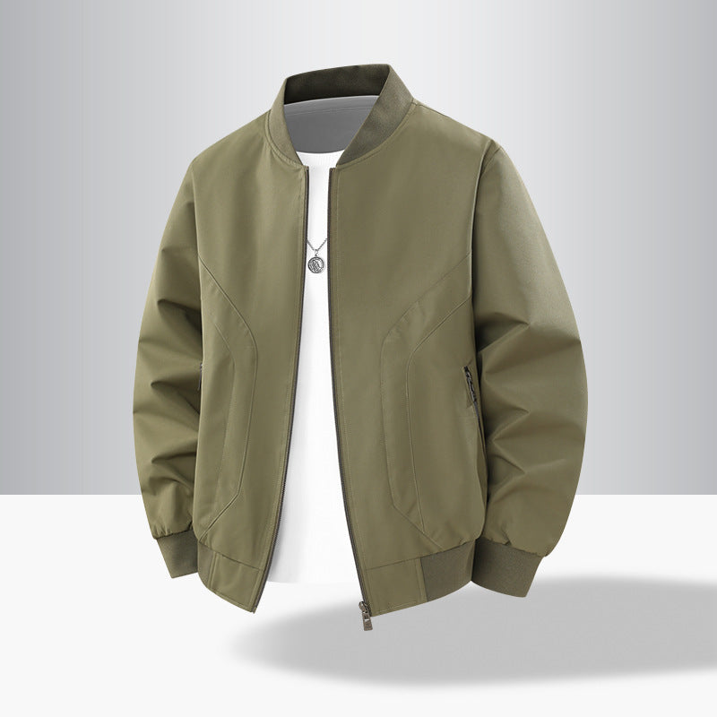 Men's Lightweight Windproof Bomber Jacket with Ribbed Cuffs and Zipper Pockets Mune Fashion