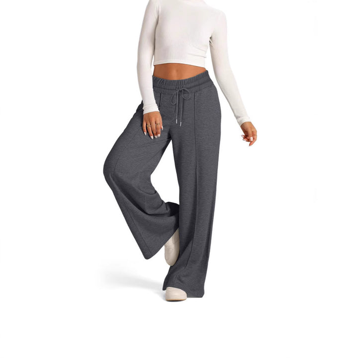 Women wide High-Waist Palazzo lounge pants with elastic comfort waistband and drawstring Mune Fashion