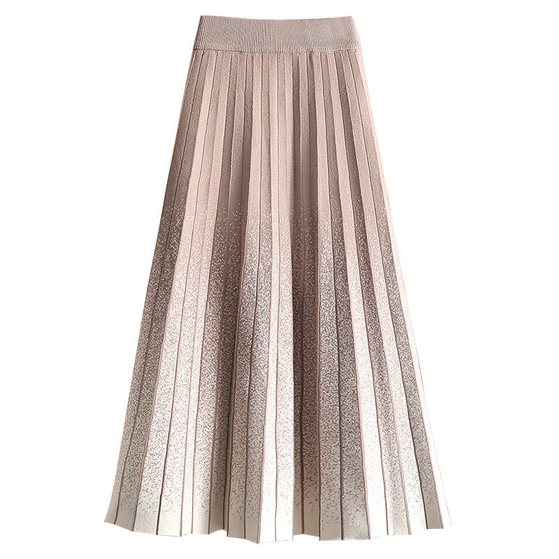 Ladies Pleated Maxi Skirt with Elegant Color Gradient Mune Fashion