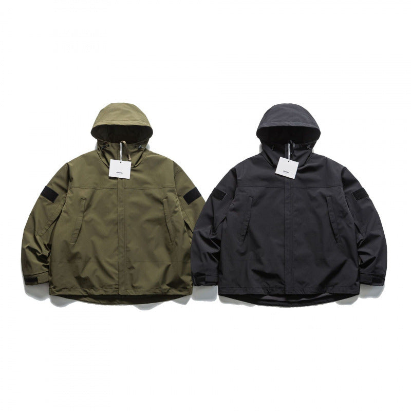 Unisex Oversize-Utility-Rain Jacket with Hood and Concealed Zipper Mune Fashion