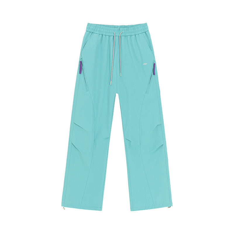Women's Wide Utility Training Pants with Elastic Waistband, Zipper Pockets & Adjustable Hem Mune Fashion