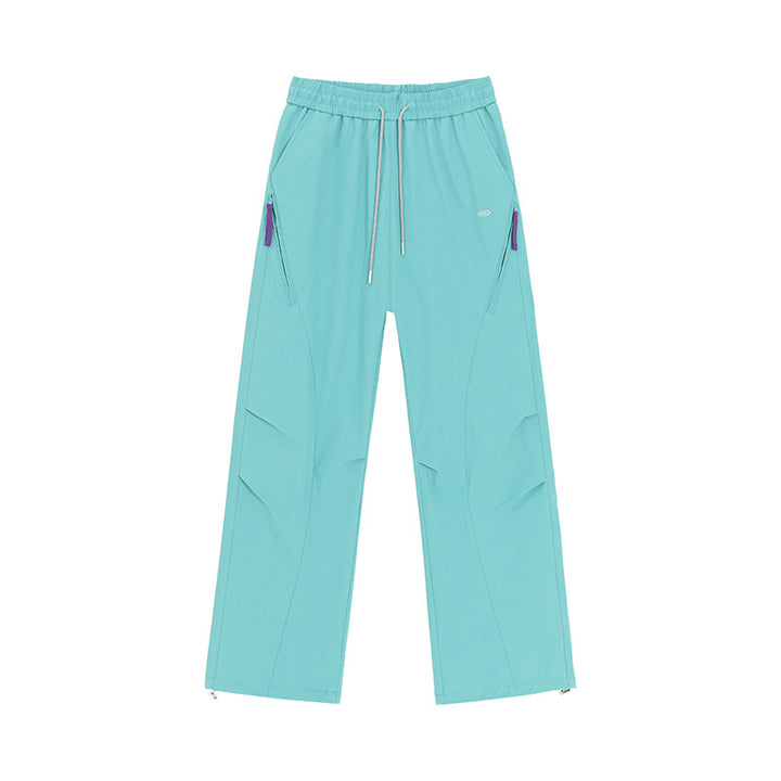 Women's Wide Utility Training Pants with Elastic Waistband, Zipper Pockets & Adjustable Hem Mune Fashion