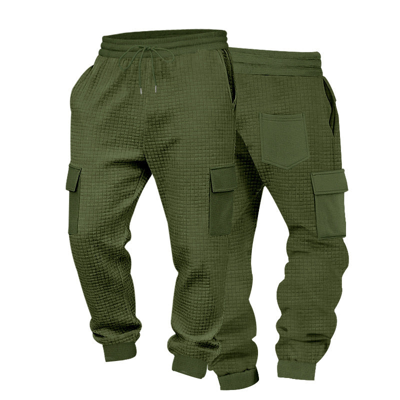 Men's cargo jogging pants made of waffle texture with drawstring and cuffs Mune Fashion