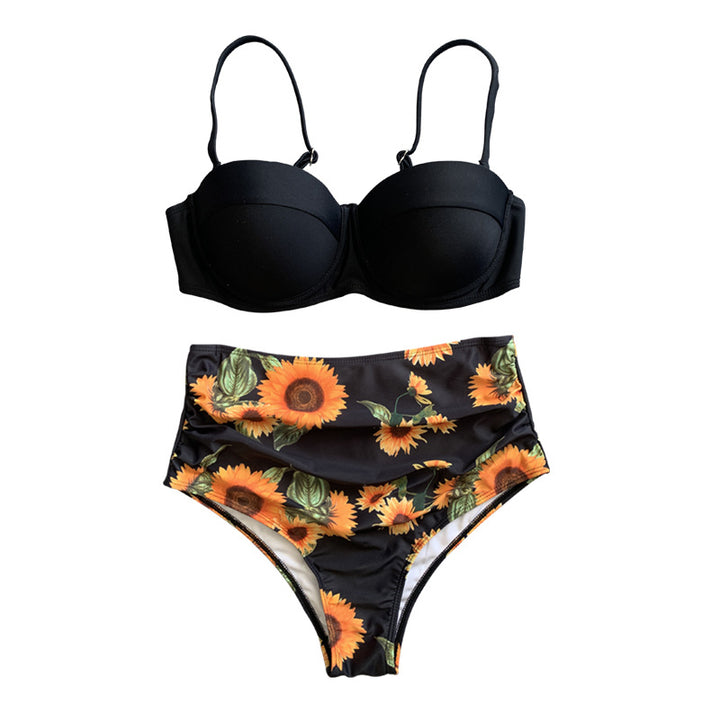 Women High-Waisted Bikini with Elegant Pudding Cups Mune Fashion