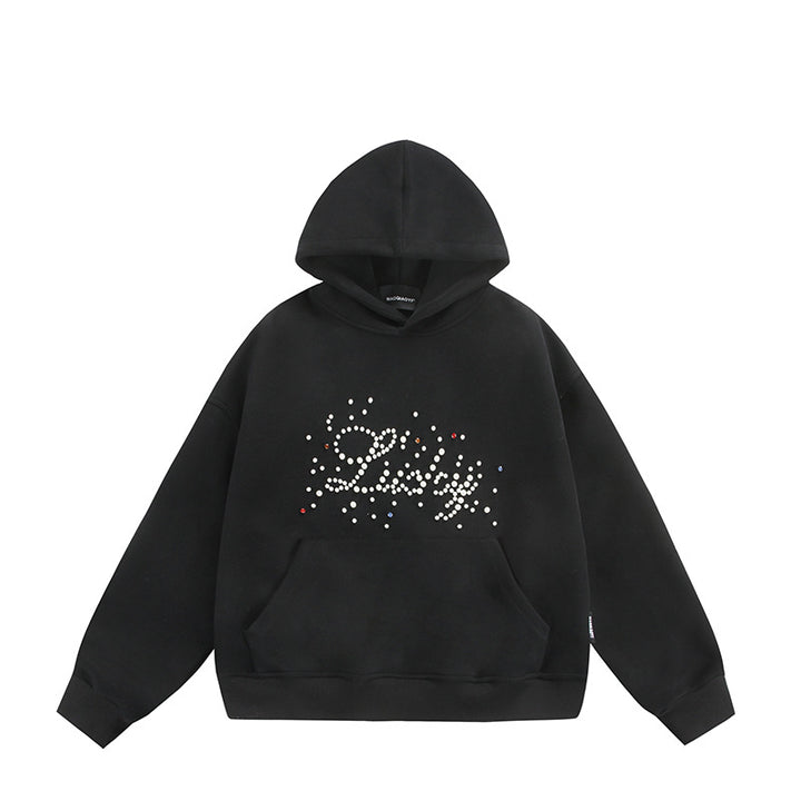 Unisex Oversize Hoodie with Pearl and Rhinestone Application Mune Fashion