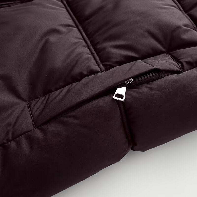 Women's Cropped Padded Jacket with High Hood, Drawstring and Ribbed Cuffs Mune Fashion
