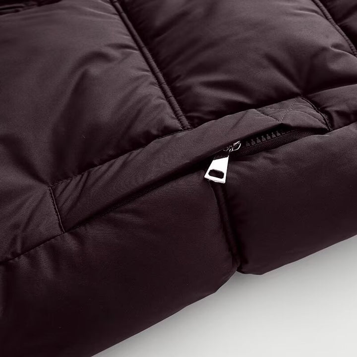 Women's Cropped Padded Jacket with High Hood, Drawstring and Ribbed Cuffs Mune Fashion