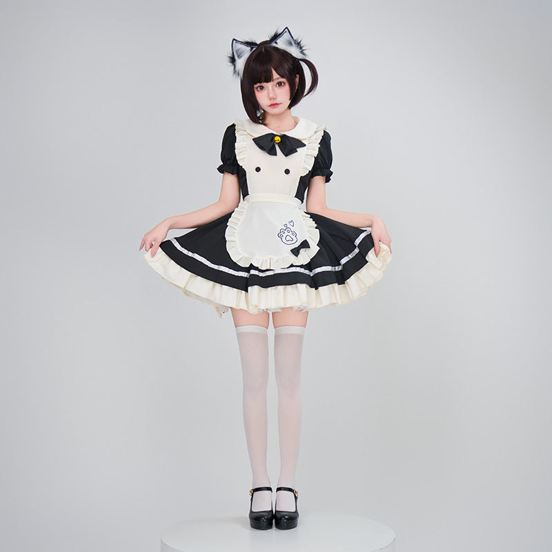 Women playful maid dress with ruffles and apron Mune Fashion