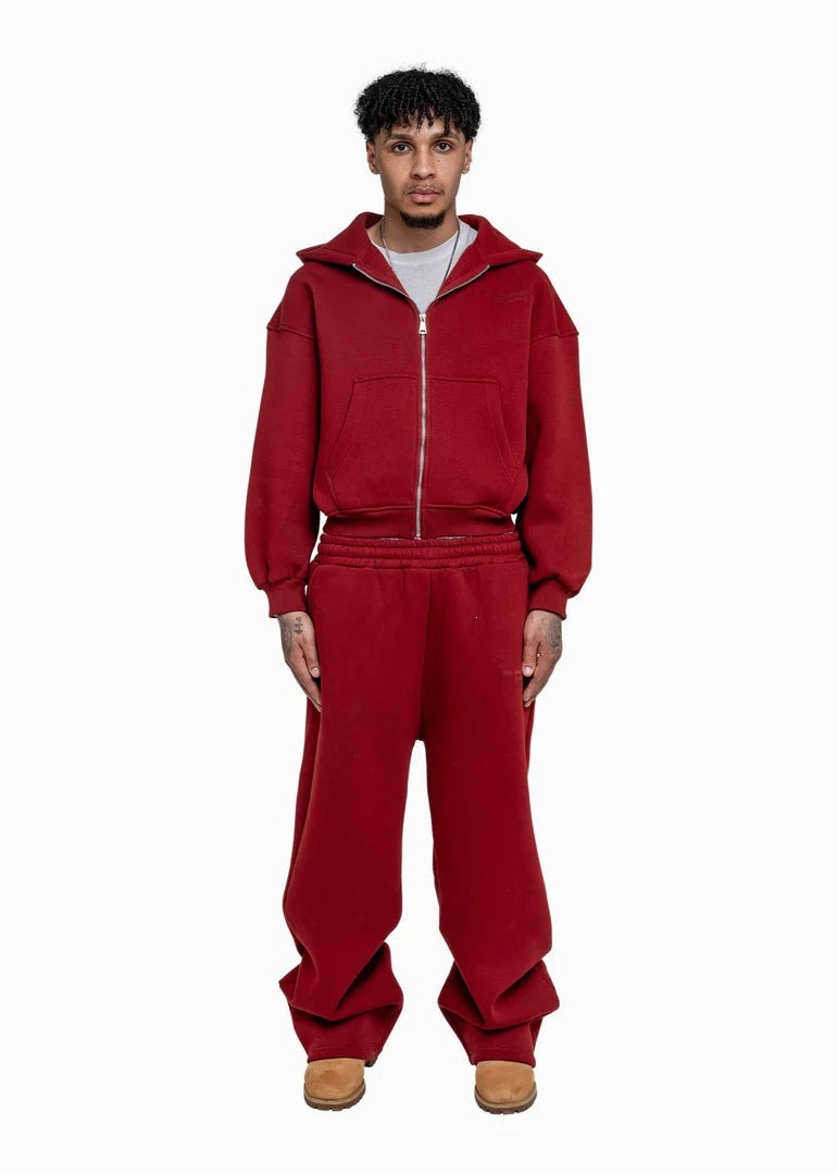 Men's casual zip-up hoodie and palazzo pants set with dropped-shoulder silhouette Mune Fashion