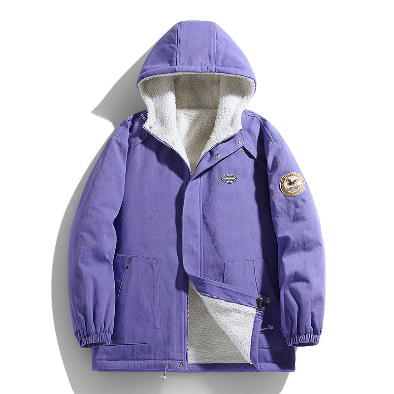 Men's padded canvas parka with Sherpa fleece lining and hood Mune Fashion