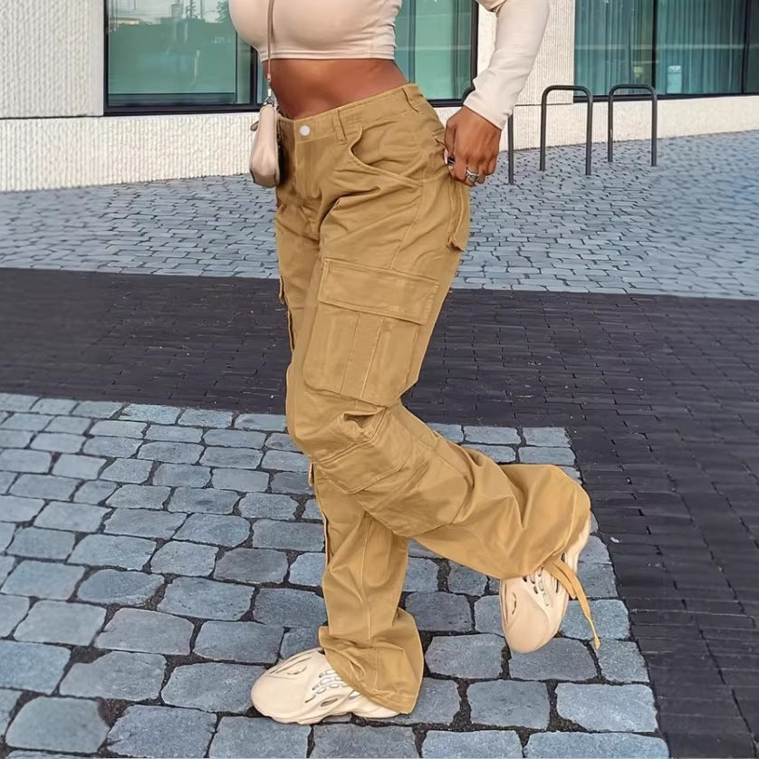 Women Cargo Pants in Relaxed Wide-Leg with Multiple Pockets and Reinforced Seams Mune Fashion