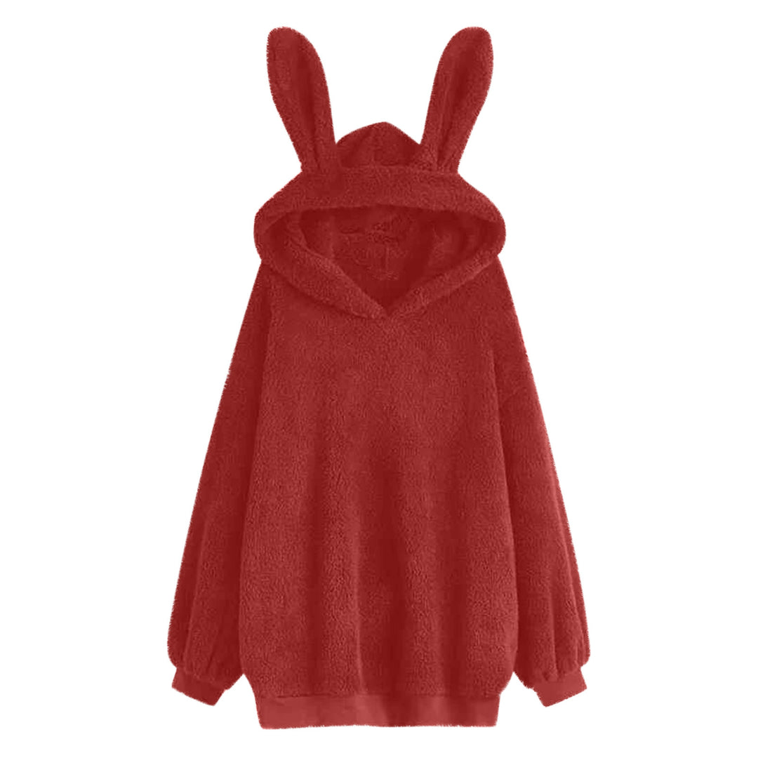 Women's fluffy oversized hoodie with long bunny ears and ribbed cuffs Mune Fashion