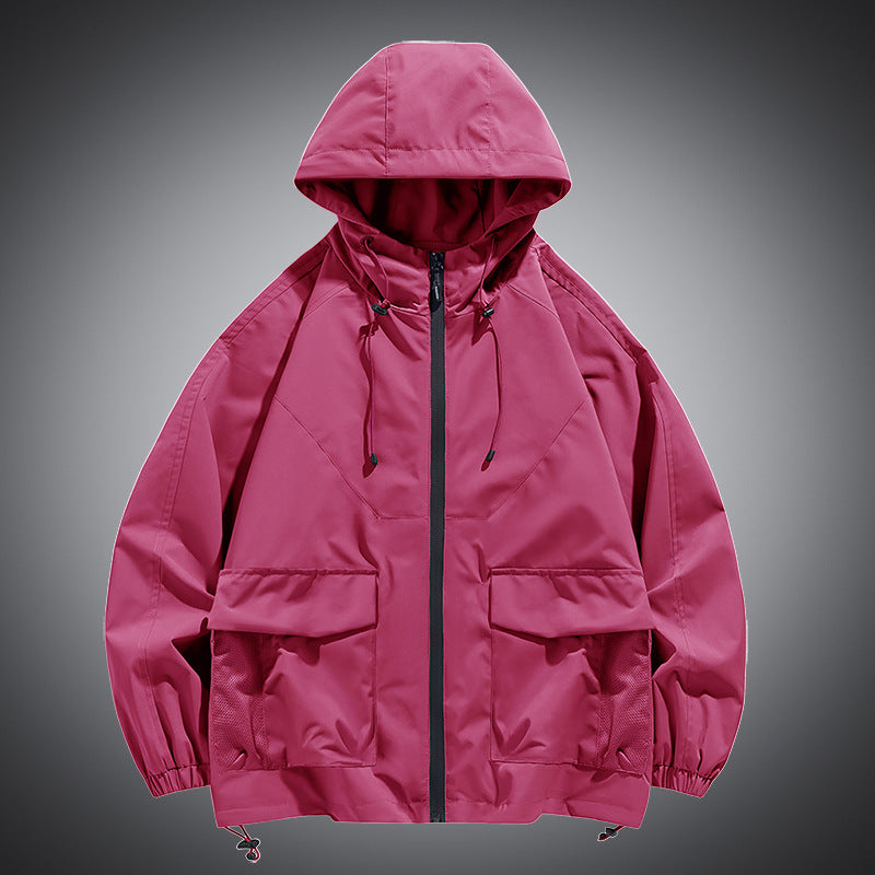 Men's Oversize Hooded Windbreaker with Multi-Pockets, Mesh Inserts and Drawstring Mune Fashion