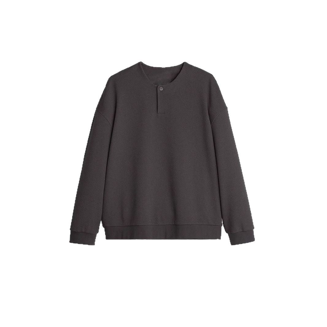 Men's Structured Oversized Knit Sweater with Henley Button Placket Mune Fashion