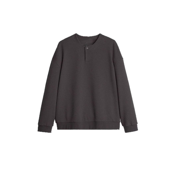 Men's Structured Oversized Knit Sweater with Henley Button Placket Mune Fashion