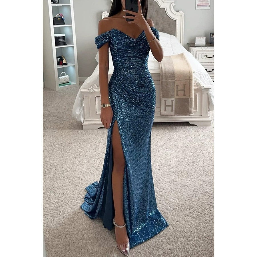 Women's Evening Dress with Shimmering Sequins Mune