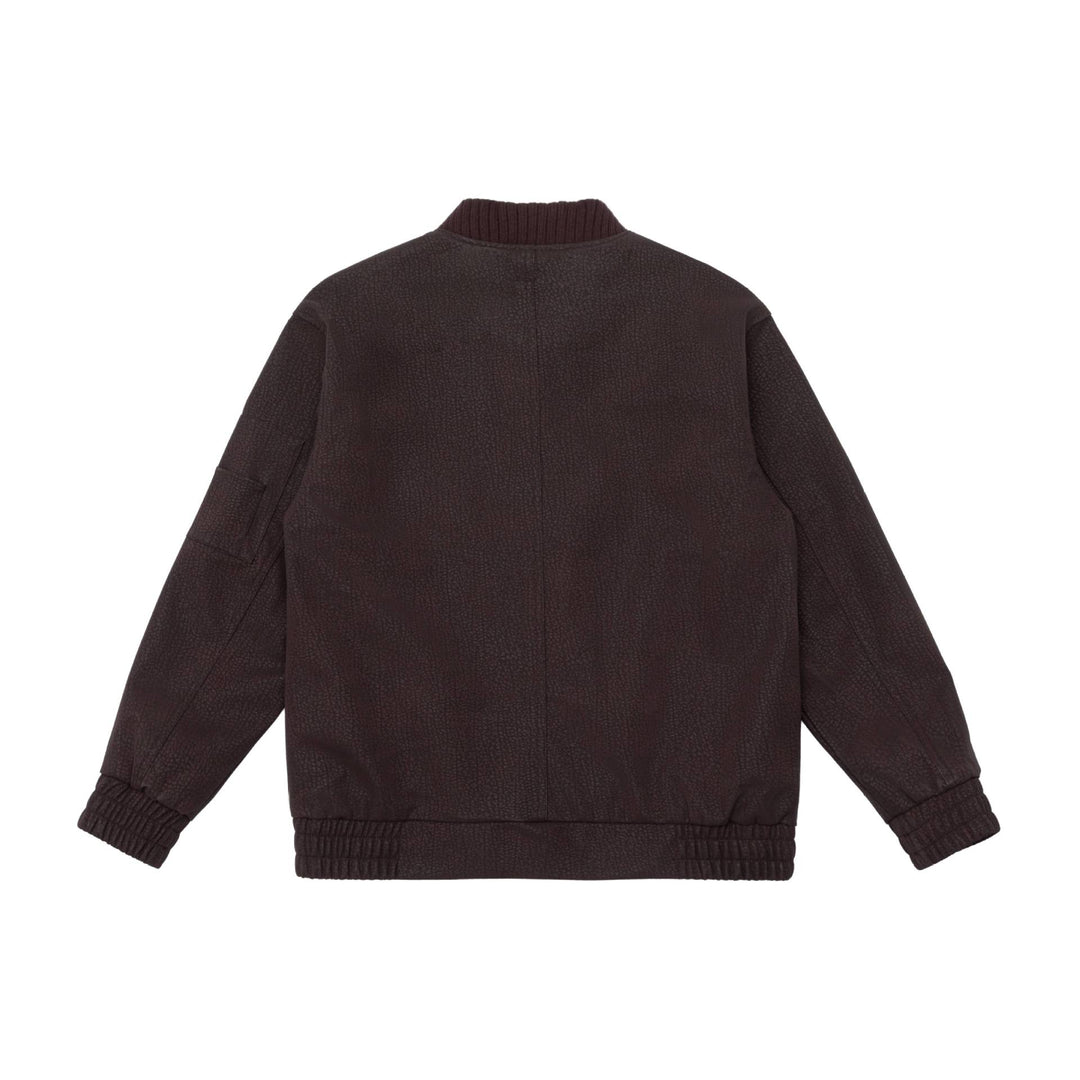 Unisex short bomber jacket with textured suede look and ribbed collar Mune Fashion