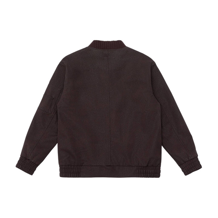 Unisex short bomber jacket with textured suede look and ribbed collar Mune Fashion