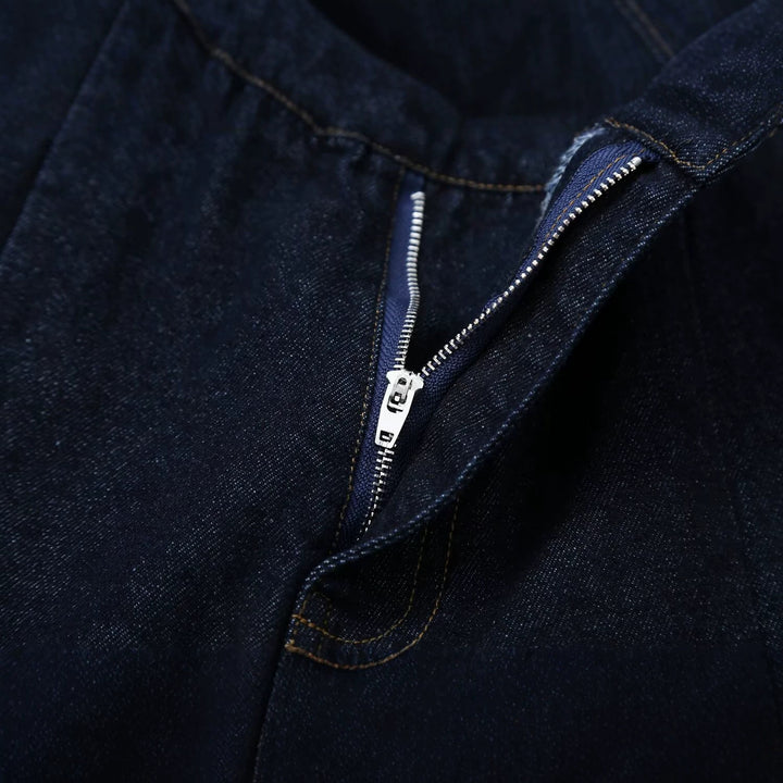 Women's high-waisted wide denim trousers with pleats and central crease Mune Fashion