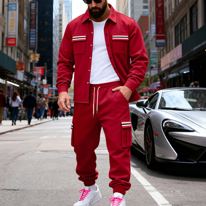 Men's Urban Two-Piece Utility Jogging Set with Overshirt and Cargo Pants Mune Fashion