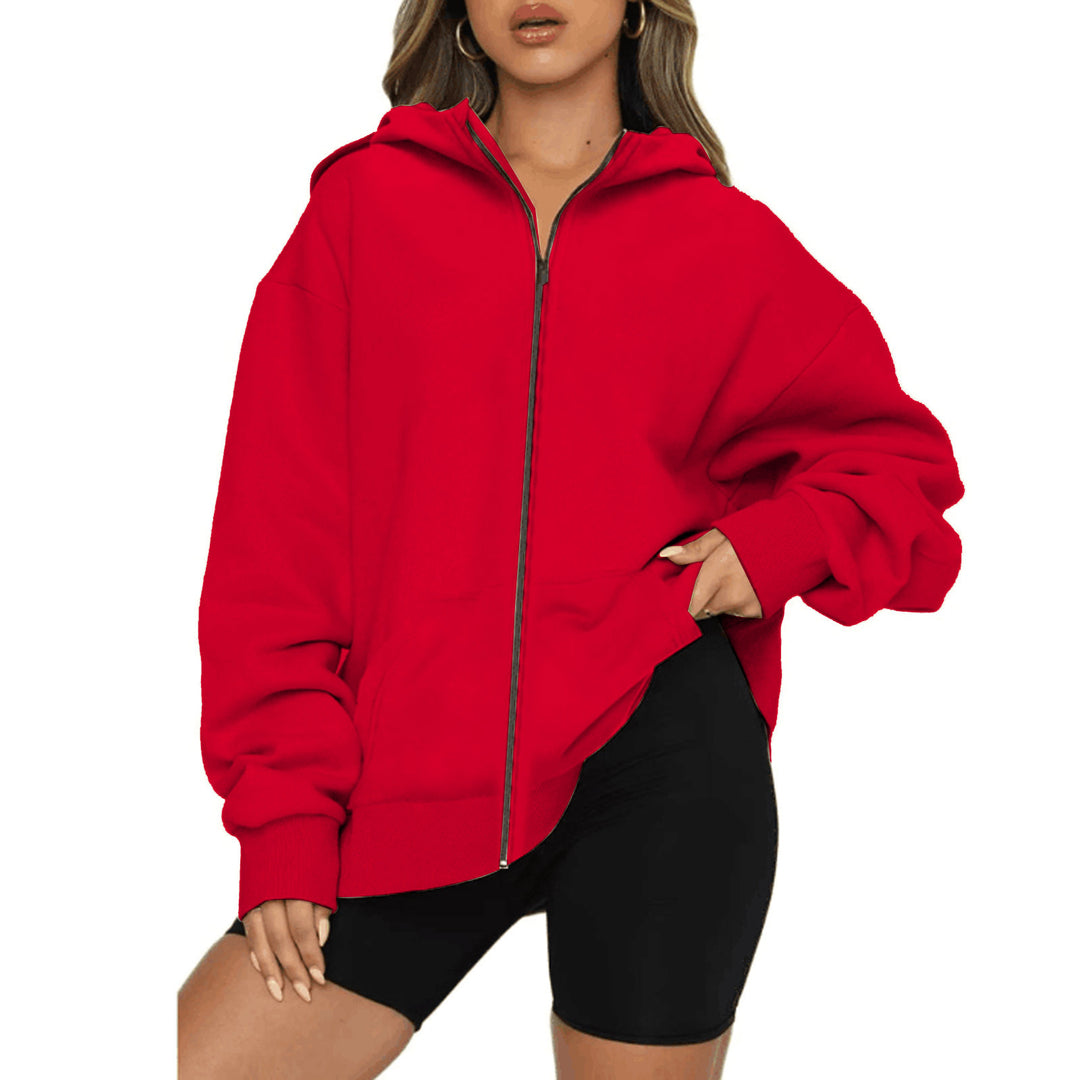 Women's lightweight zip hoodie in relaxed fit with kangaroo pocket and ribbed cuffs Mune Fashion