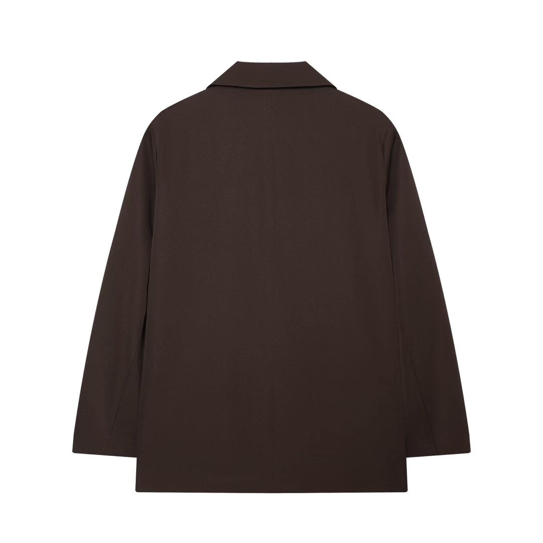 Women's Double-Breasted Boxy Blazer made of Woven Fabric with Drop Lapels and Piped Pockets Mune Fashion
