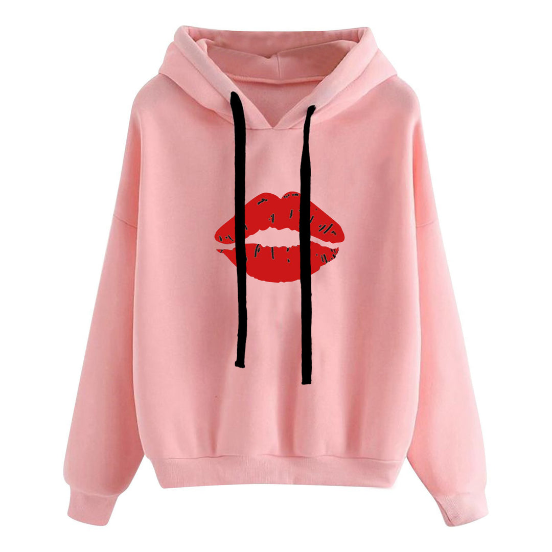 Women's casual oversized hoodie with heart and paw print, drawstring and ribbed cuffs Mune Fashion