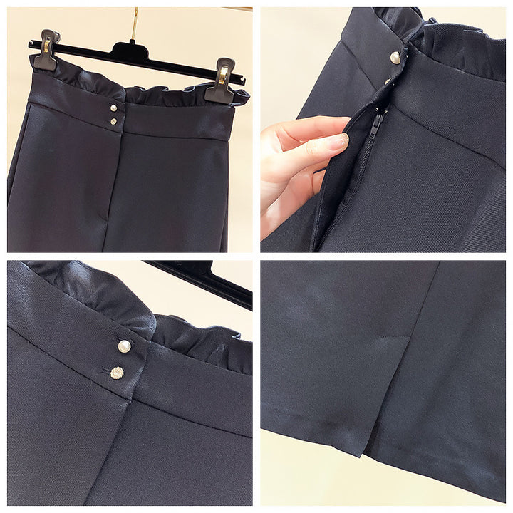 Women Elegant Midi Skirt with Pleated Design Mune Fashion