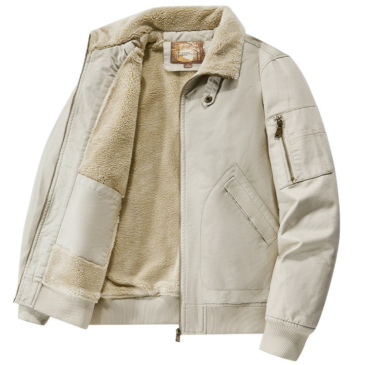 Men's teddy-lined pilot bomber jacket with sherpa lining and arm pocket Mune Fashion