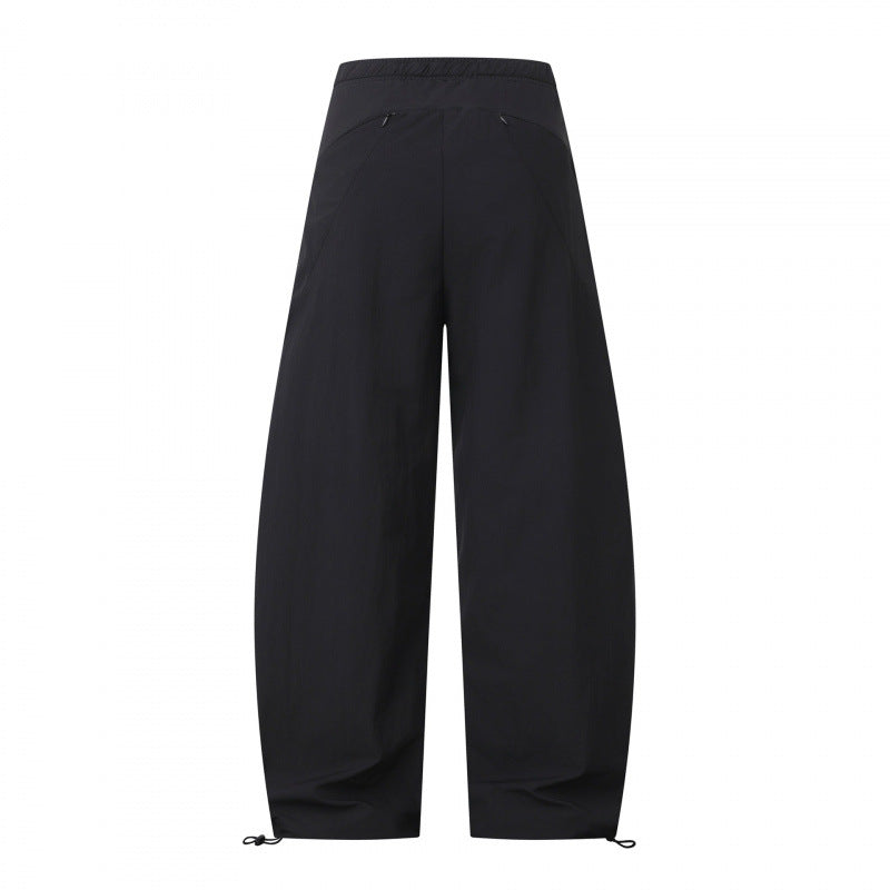 Women's Loose Cargo Pants with Drawstring Waist, Integrated Woven Belt, and Adjustable Cord Closures Mune Fashion