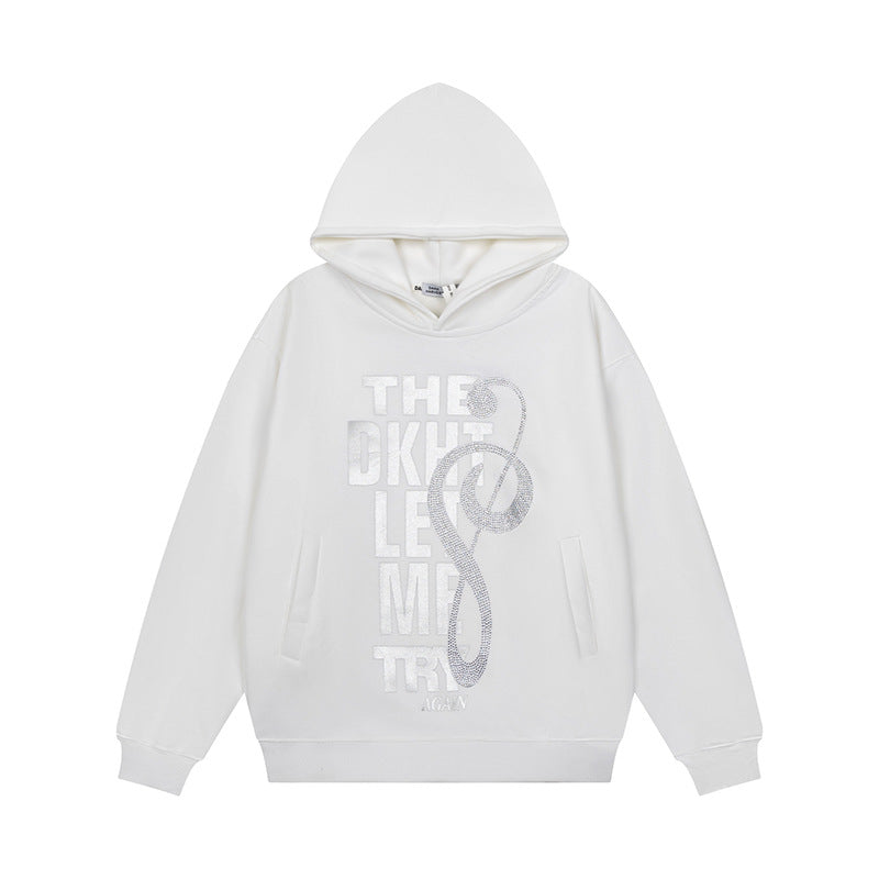 Women's hoodie with rhinestone front print, relaxed fit and side pockets Mune Fashion