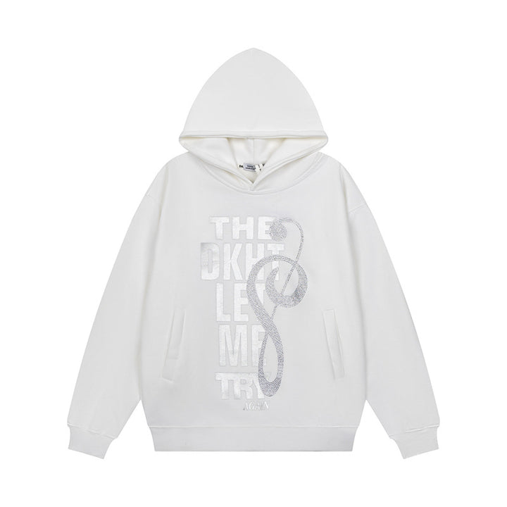 Women's hoodie with rhinestone front print, relaxed fit and side pockets Mune Fashion