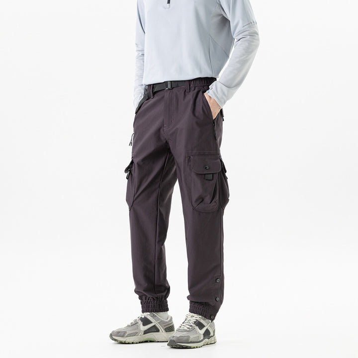 Men's Tapered Cargo Jogger Pants in Tactical Utility Style with Elastic Ankle Hem and Multiple Pockets Mune Fashion