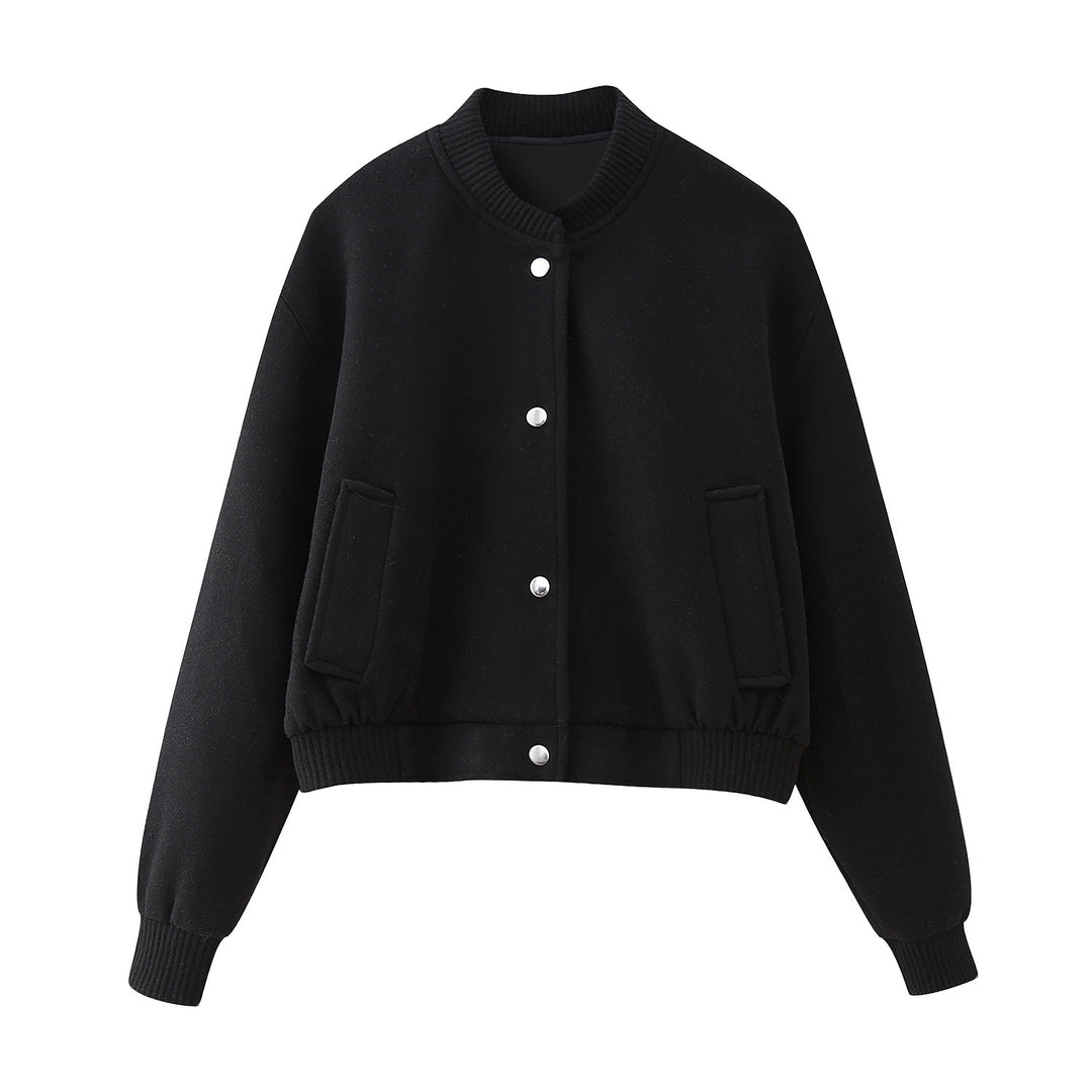 Women's short cut bomber jacket with ribbed cuffs Mune Fashion