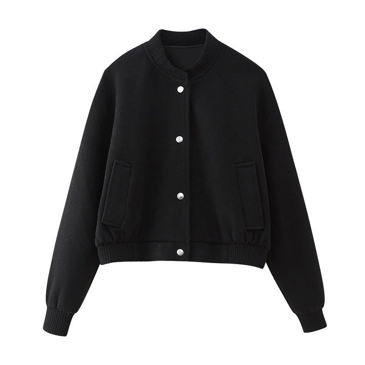 Women's short cut bomber jacket with ribbed cuffs Mune Fashion